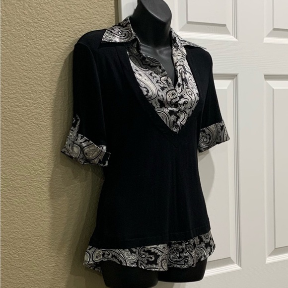 Willi Smith top blouse size S short sleeve polyester spandex - Picture 3 of 7